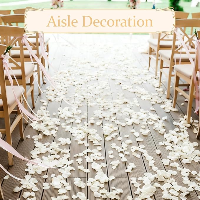 300pcs Silk Rose Petals Ivory - Faux Flower Petals for Wedding Decoration, Table Centerpieces, Party Confetti, Romantic Night, and Bridal Events