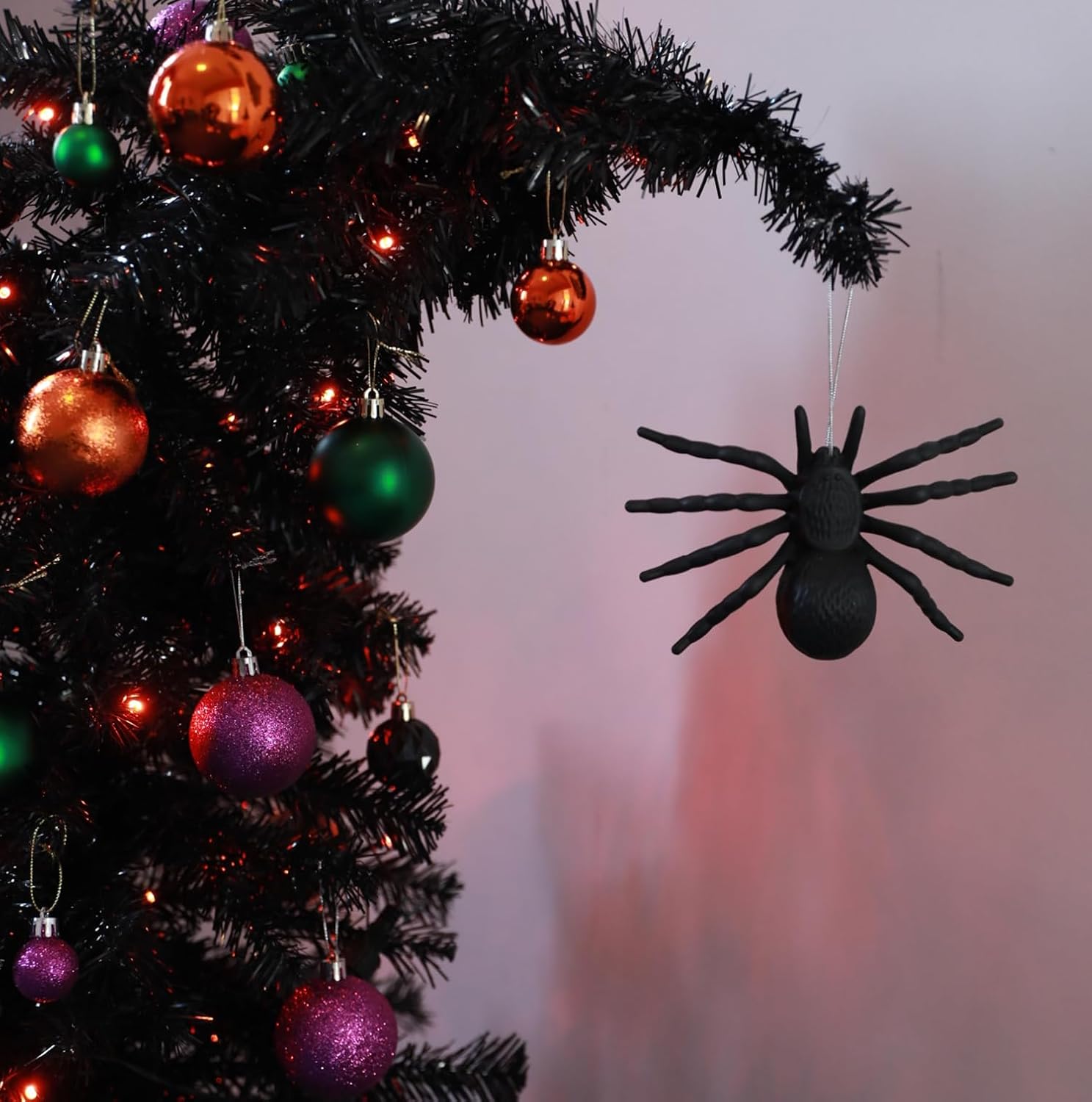 HipTree 1.57Inch 30ct Halloween Ornaments Decorations for Mini Tree | Nightmare Before Christmas Purple/Orange/Green/Black Ball Ornaments Set for Table Indoor Fall Holiday Party Home Decor