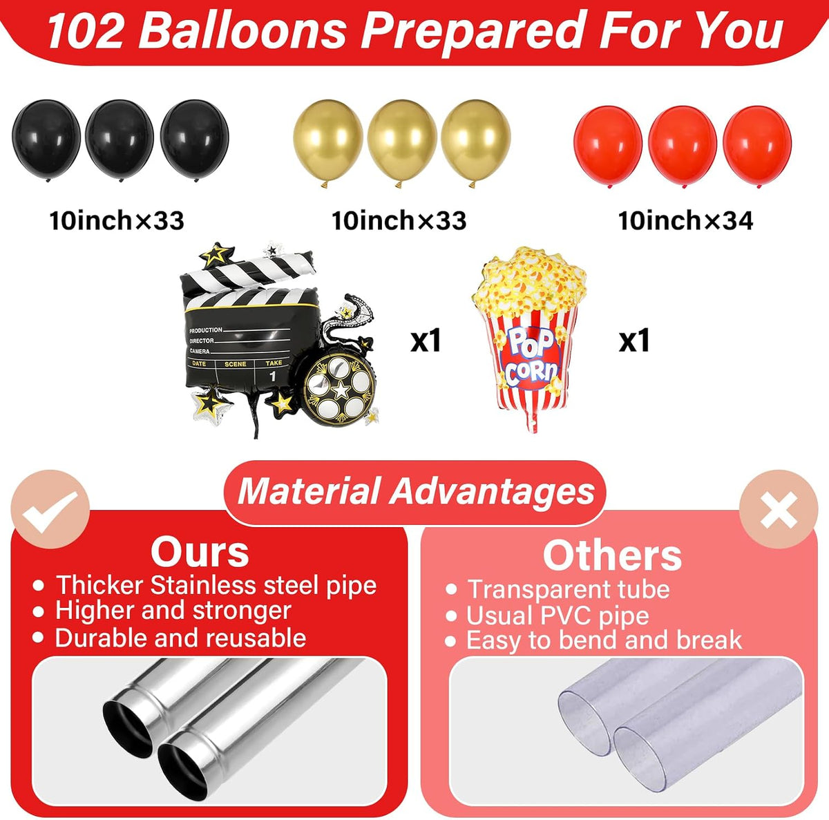 2 set movie night balloon column stand kit, close-up detail