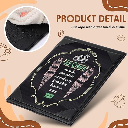 Gerrii Leatherette Table Tents Black PU Leather Menu Covers Bulk Double Sided Frame Sign Holders 2 Side Drink Dessert Menu Folders for Restaurant Coffee Cafe Bar Wedding Supplies(12 Pack,5 x 7 Inch)