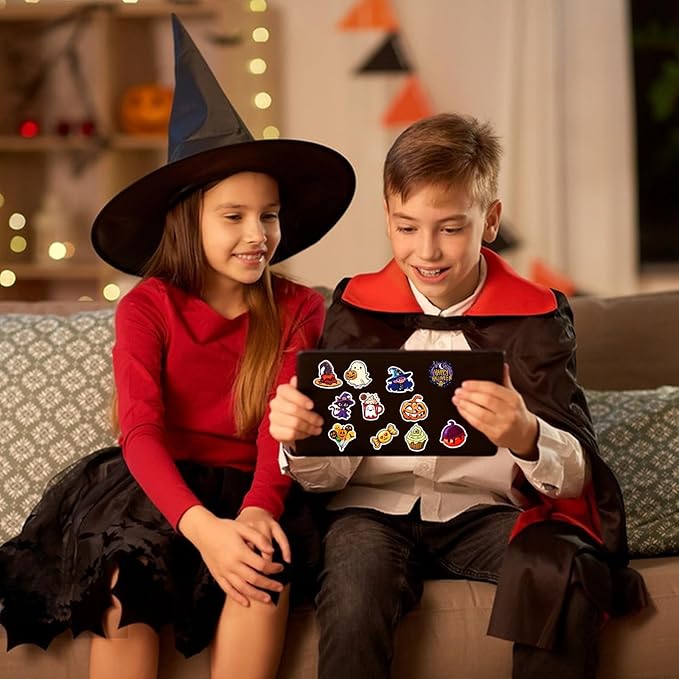 XZENTIRA, 100 PCS Halloween Stickers for Kids Teens Adults, Halloween Cartoon Pumpkin Themed Stickers, Vinyl Waterproof Holiday Party Stickers, Halloween Holiday Party Favors Gifts