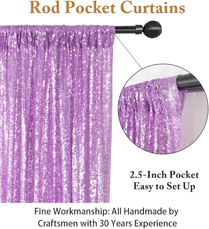 ShinyBeauty Sequin Curtain Lavender 4FTx8FT Sequin Photo Backdrop Light Purple Sequin-Backdrop-Curtain Glitter Photography Backdrops Bridal Shower, Wedding