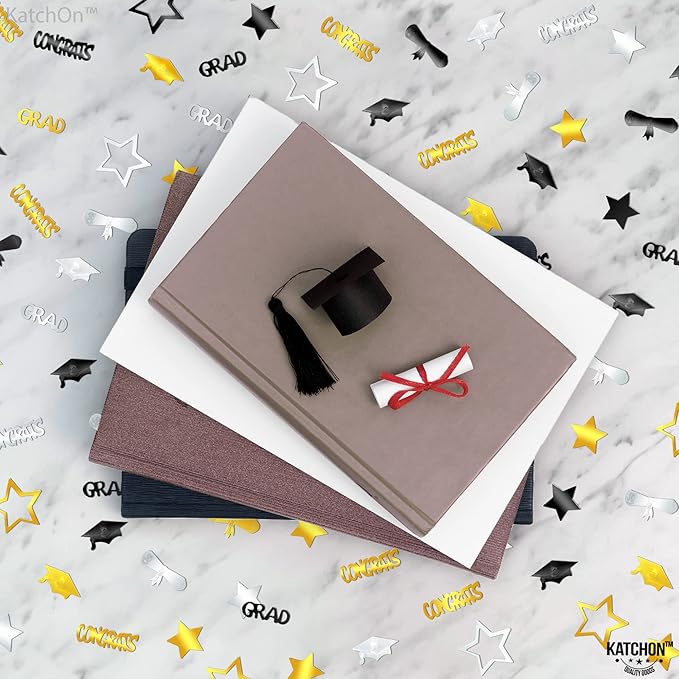 KatchOn, Congrats Grad Graduation Confetti 2025 - Pack of 1000 | Black and Gold Grad Decorations Class of 2025 | Grad Confetti Class of 2025 for Black and Gold Graduation Decorations 2025