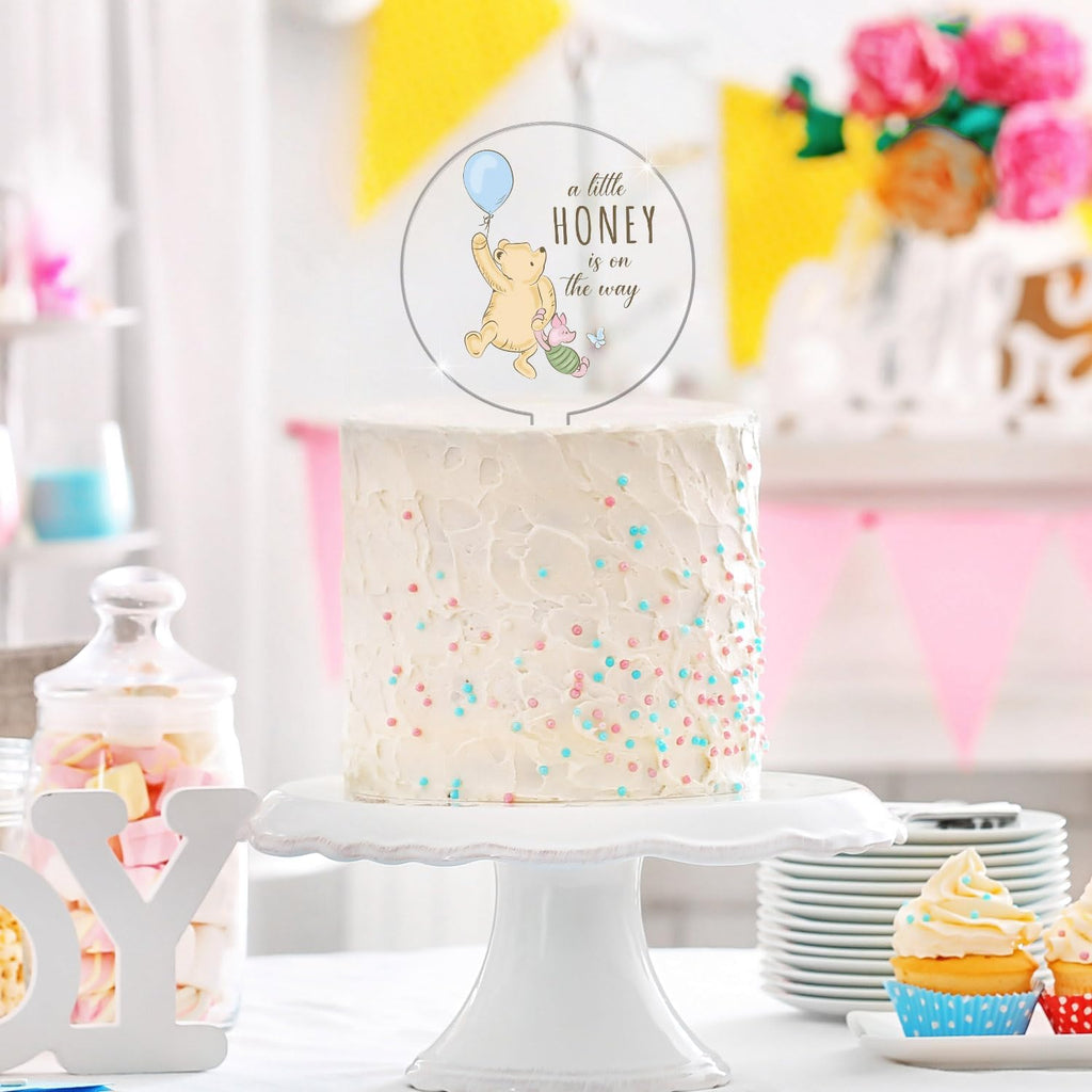 Classic Winnie Cake Topper, The Pooh Baby Shower Decor,Party Decorations, The Pooh Cake Topper Acrylic for Baby Shower, Winnie Baby Shower Gender Reveal Birthday Party Decorations Centerpieces