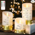 Silverstro LED Flameless Candles with Remote, Set of 3 Inspirational Message Candles, Gold Base with Timer Function