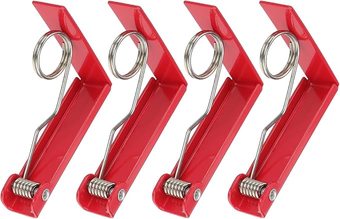 uxcell 4 Pack Tablecloth Clips, Stainless Steel Table Cloth Cover Clamps, 2.87" x 2.36" Windproof Holder Clips for Home Party Picnic Wedding Camping Dining Tables, Red