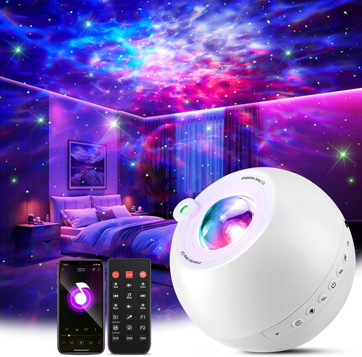 one fire galaxy projector,15 colors,gifts for girls&women&boys,white noise, main product view