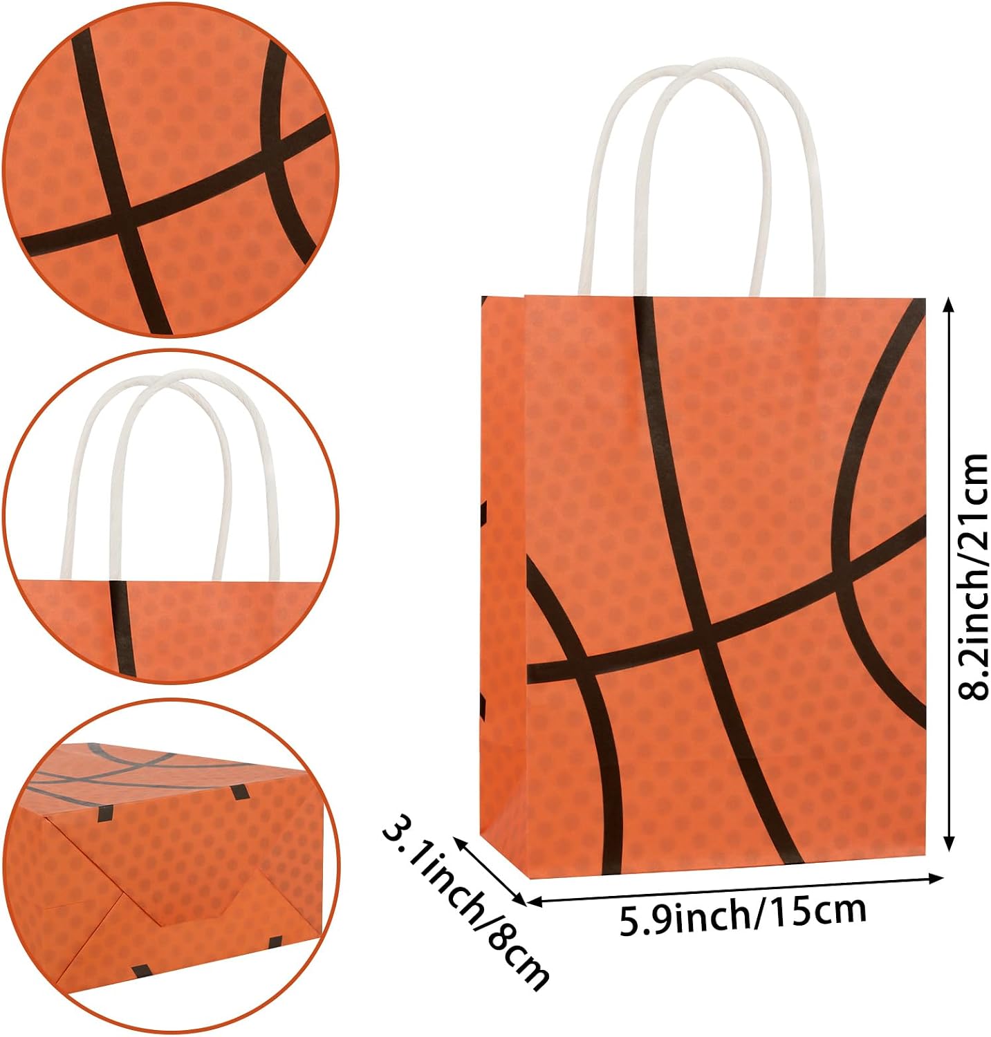 Hxezoc 12 Pieces Basketball Gift Bags with Handle, Paper Treat Candy Bag Sport Favor Bags for Basketball Theme Birthday Party Decoration Supplies