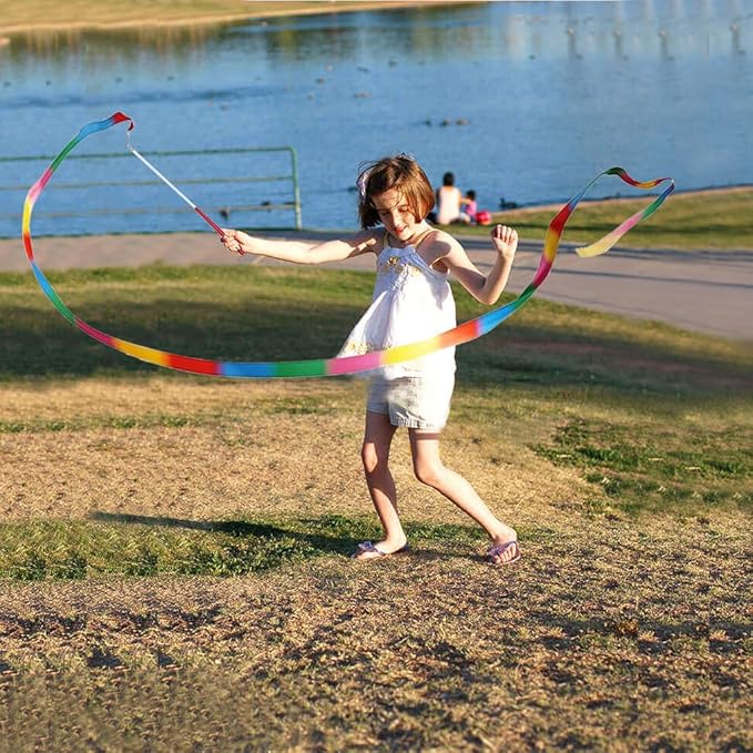 20Pack Rainbow Ribbon Streamers, Dance Ribbon Streamers Wands for Kids Party Supplies Goodie Bag Stuffers, Gymnastics Twirling Ribbon Stick Dance Streamers Party Favors for Kids Adults