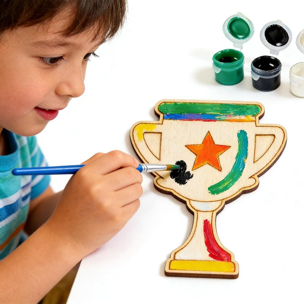 Xvvti 12PCS Soccer Party Favors- DIY Soccer Wood Painting Kits with Art Supplies – Fun Thank You Gifts, Birthday Party& Goodie Bag Stuffers