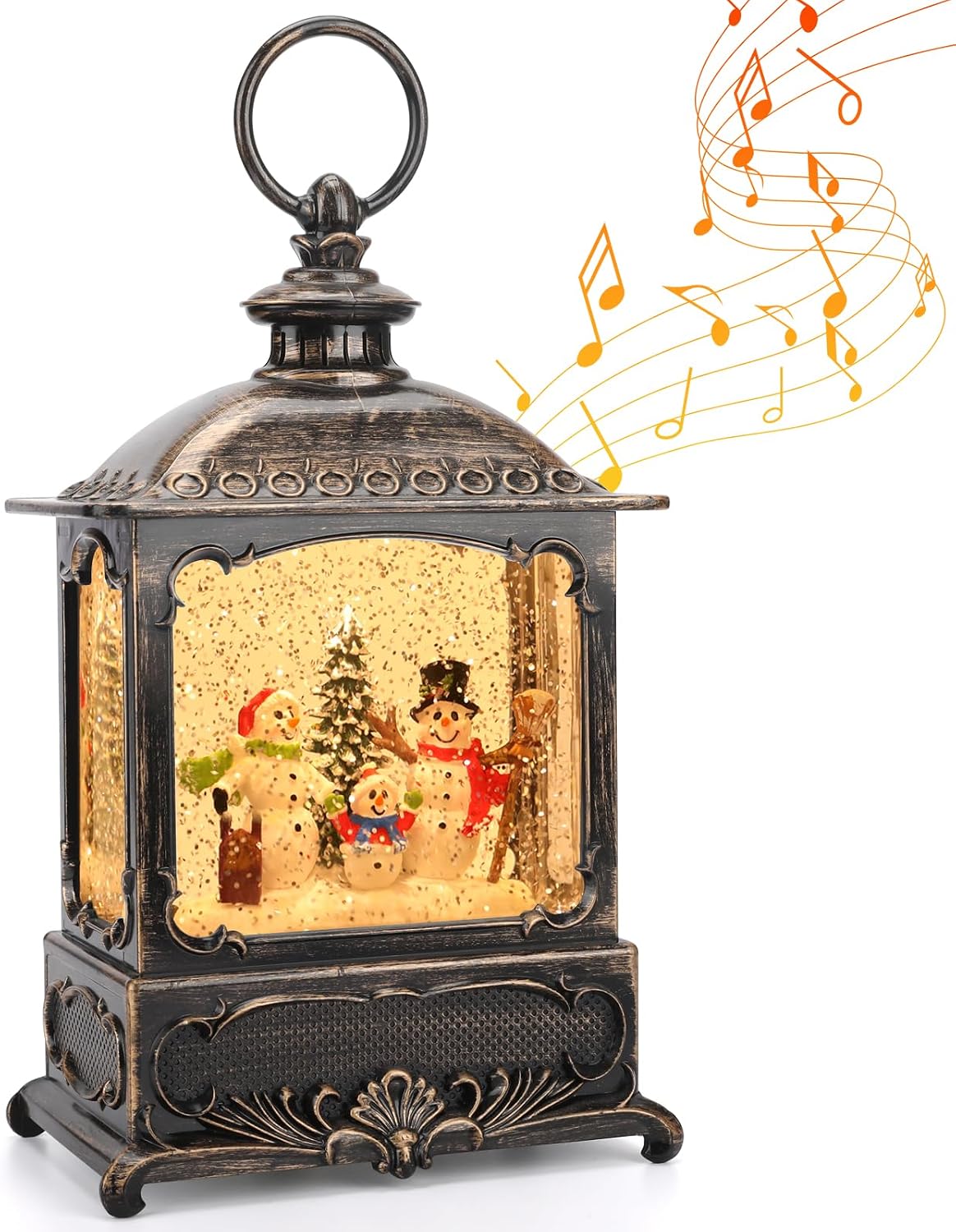 Christmas Snow Globe with Snowman, Glittering Lighted Battery Operated & USB Powered, Snowman Family Snow Globe Lantern for Christmas Home Decoration and Gift