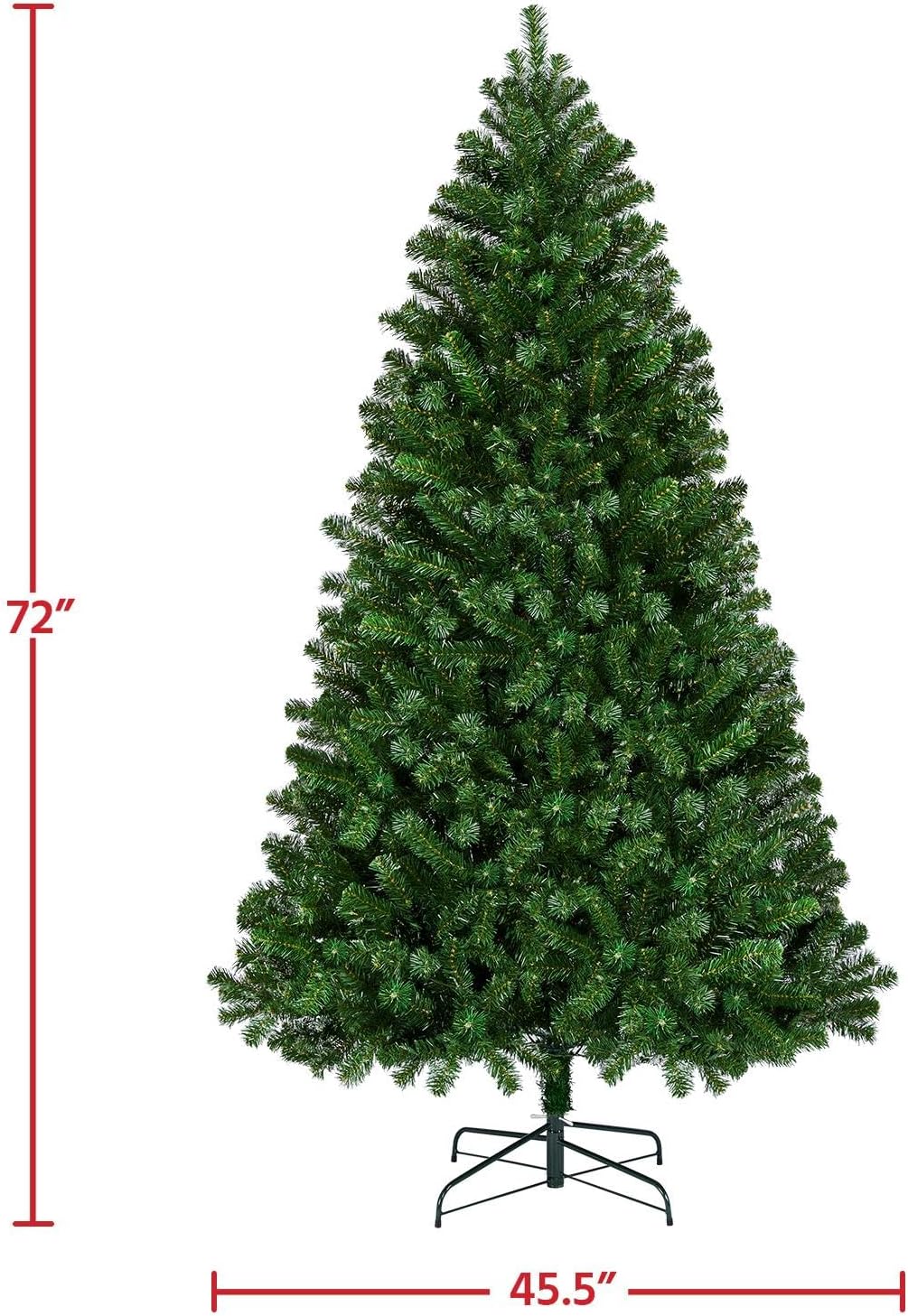 yaheetech 6ft pre-lit christmas tree with 300 warm, side view