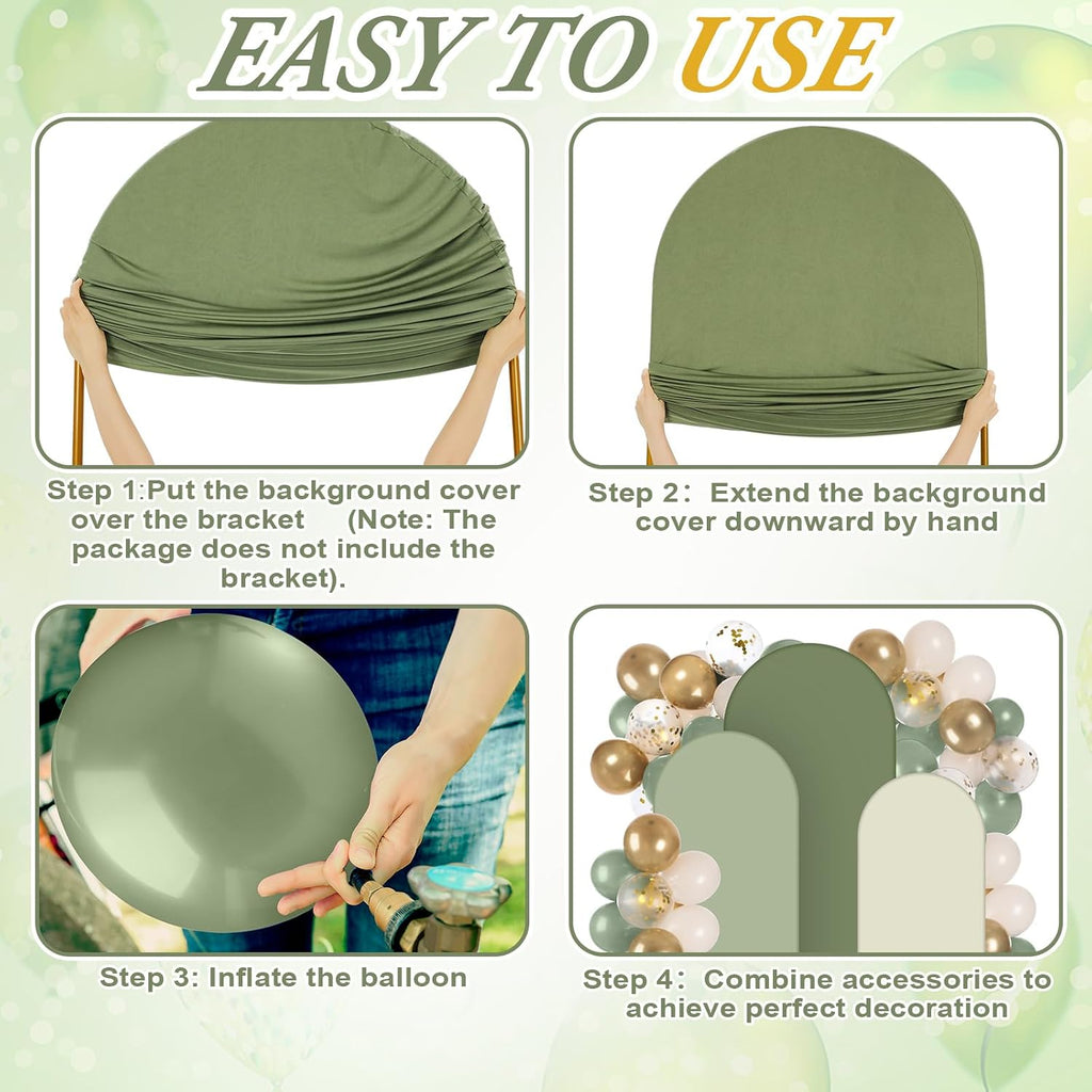 foilswirl 34 pcs sage green arch cover and, package contents
