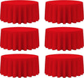 BRILLMAX 6 Pack Red Round Tablecloths 132 Inch - Circle Bulk Linen Polyester Fabric Washable Table Cloth Cover for Wedding Reception Banquet Birthday Party Buffet Restaurant