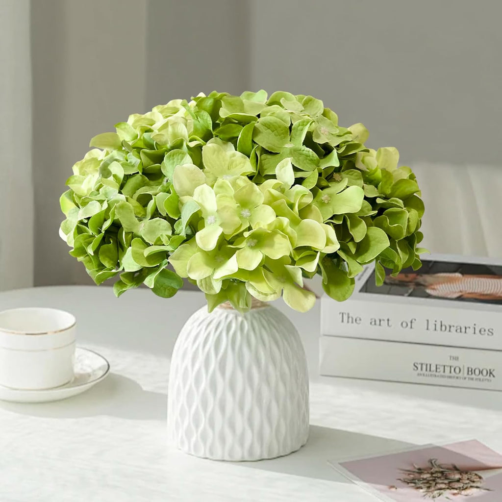 faux green mix hydrangea artificial flowers bulk fake showing dimensions