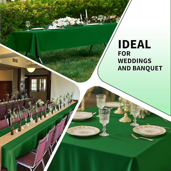 Hunter Green 6 Pack Polyester Table Cloth 60 x 84 Inch, Rectangle Tablecloths for 6 Foot Tables Washable Table Cloth for Party Wedding