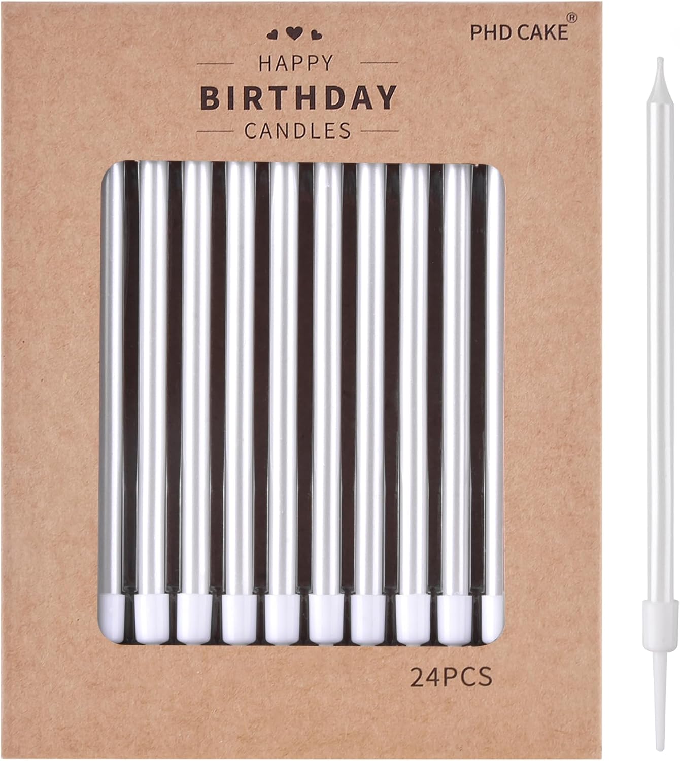PHD CAKE Pearl White Long Thin Birthday Candles, Cake Candles, Birthday Parties, Wedding Decorations, Party Candles