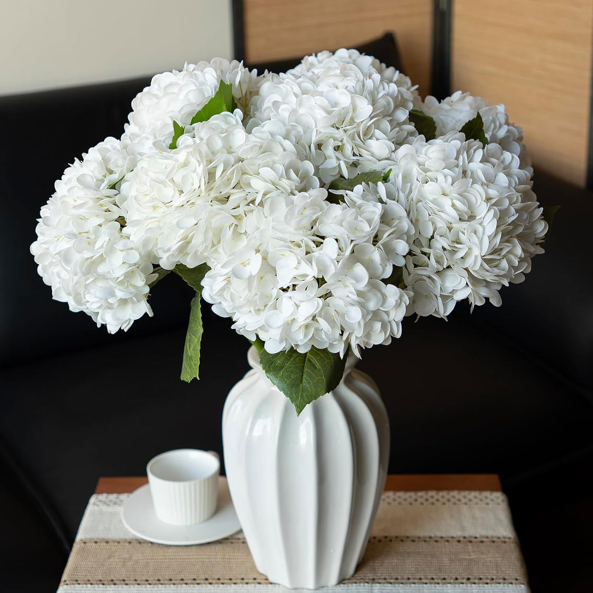 DUYONE 22in Soft Real Touch Hydrangea Artificial Flowers, Large Long Stem Lat...