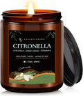 Citronella Candle, Indoor Outdoor Lemongrass Scented Candle，Natural Soy Wax Jar Candle, 50-Hour Burn Time, 7 oz