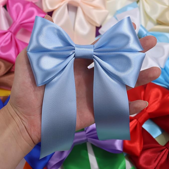 Lake Blue Solid Satin Ribbon 1-1/2 Inch 25 Yards Solid Polyester Fabric Ribbon for Gift Wrapping Wedding Christmas Baby Shower Birthday Party Decoration Handmade Immortal Flower Craft