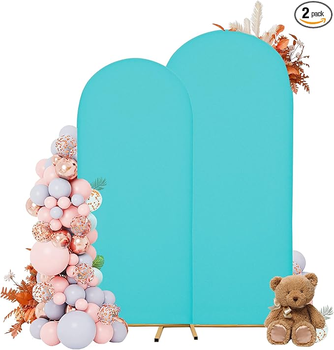 Wedding Arch Covers Arch Backdrop Cover Arch Stand Covers 7.2FT 6FT Set of 2 Arch Cover Spandex Fabric Stretchy Backdrop for Wedding Birthday Party Decoration Baby Shower (Sky Blue)