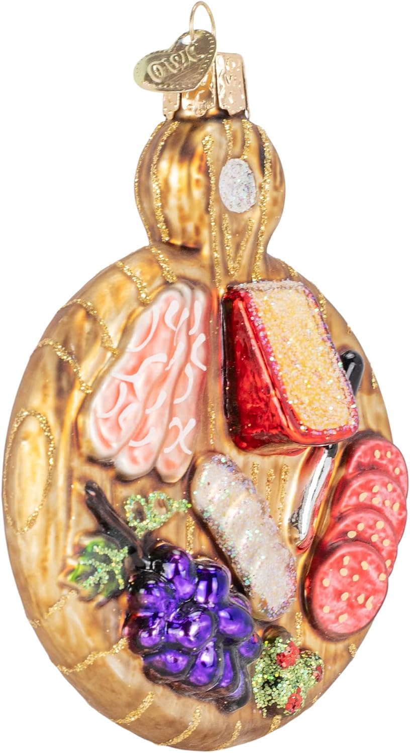 Old World Christmas Charcuterie Board Glass Blown Ornament for Christmas Tree, Handcrafted Holiday Decoration, Food Collection