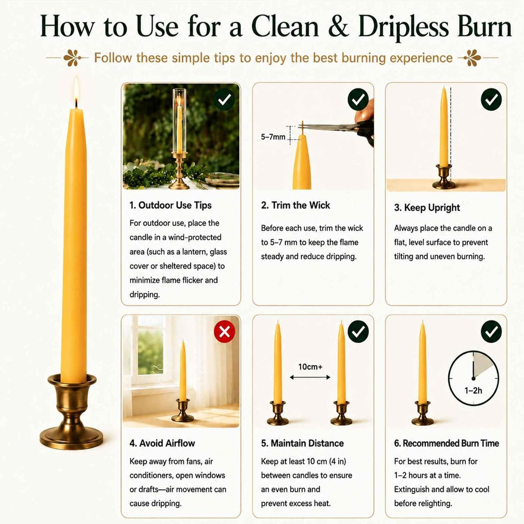 12 Pack Beeswax Taper Candles,8in Pure Beeswax Candles Non Toxic,8 Hours Long Clean Burning 100% Natural Candle Sticks,Smokeless and Unscented Bees Wax Candle for Home,Prayer,Tall Tapered