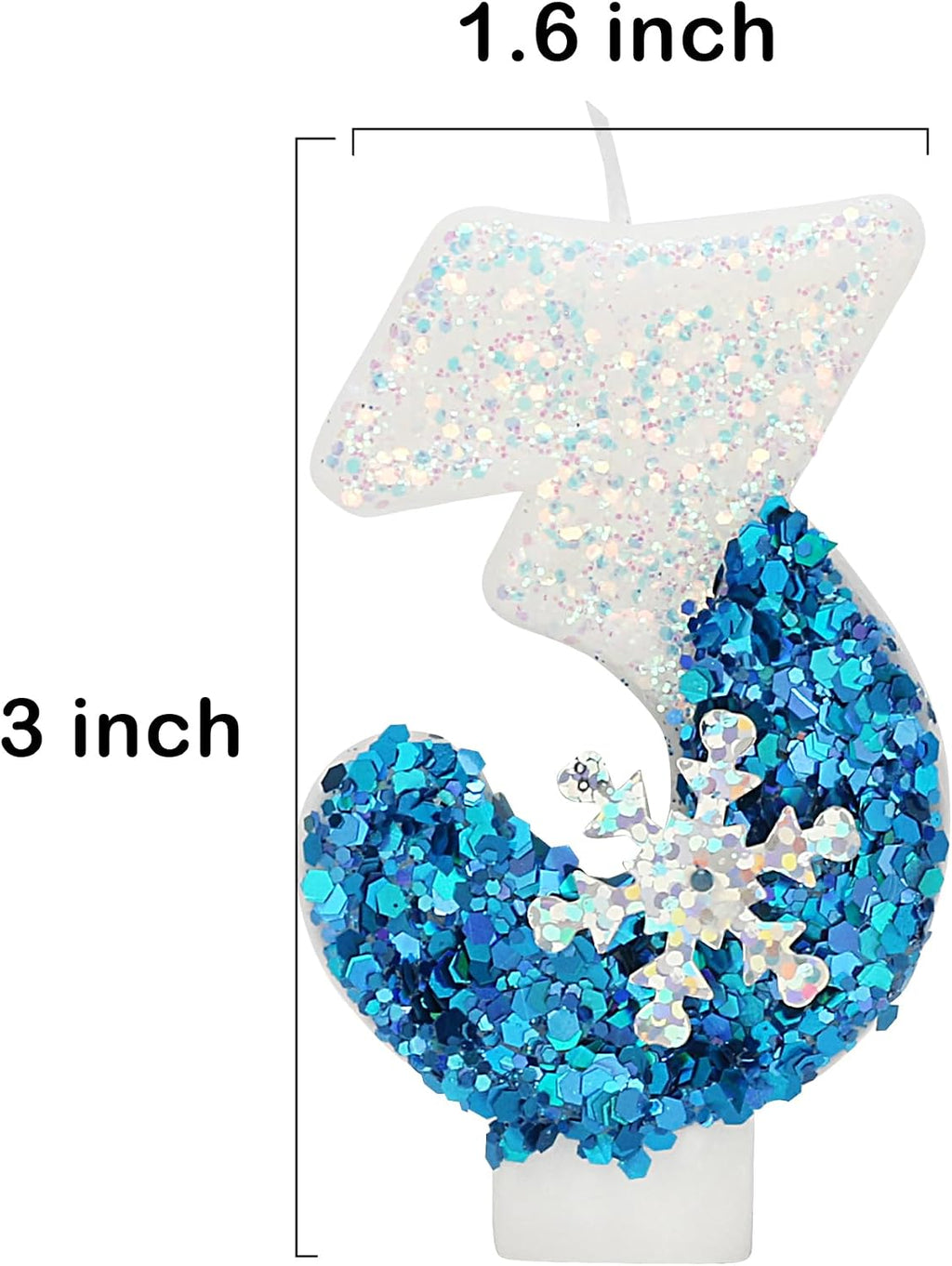 Frozen Themed Birthday Candles, 3rd Birthday Candle for Party Supplies, 2.76 inch Cake Topper Decorations (Number 3)