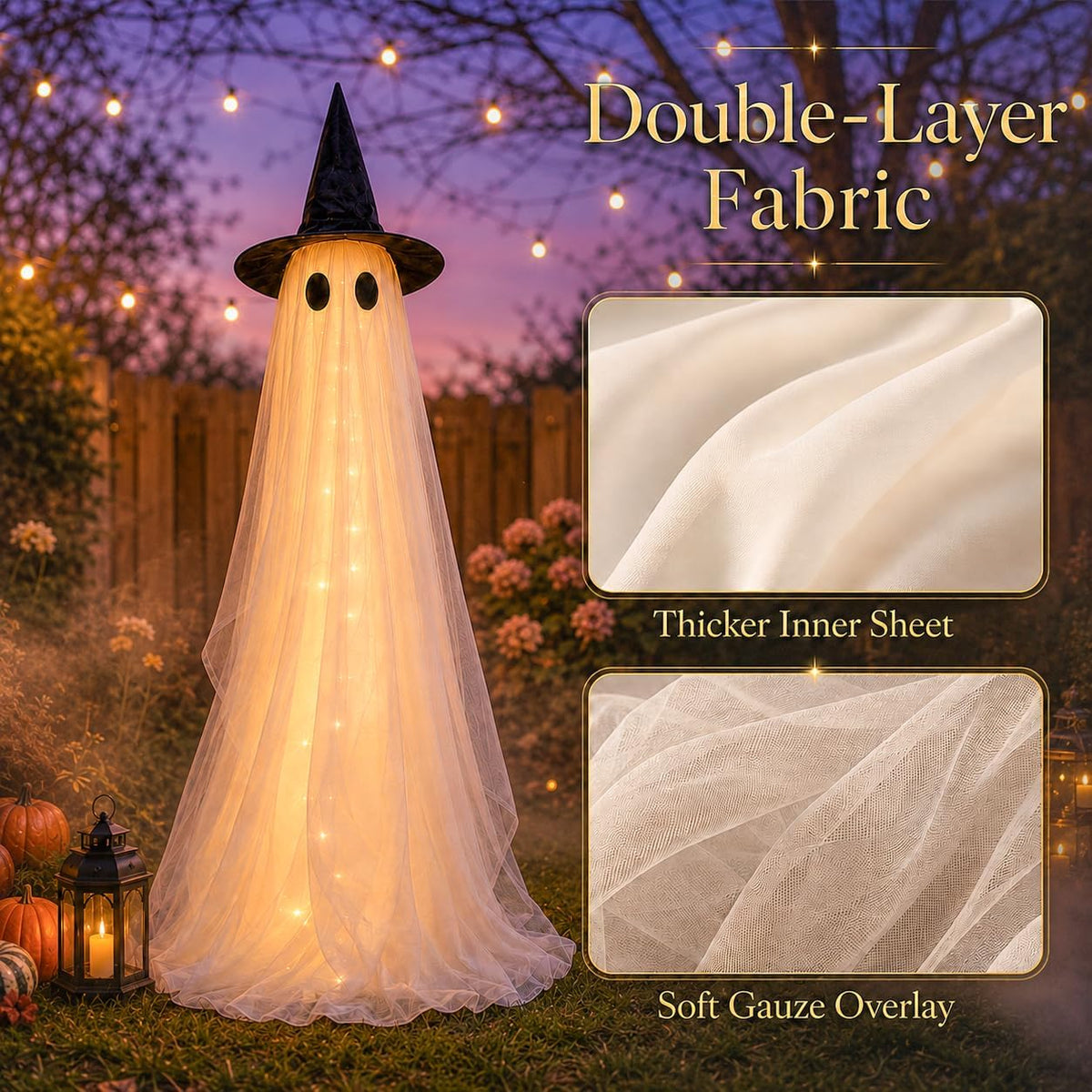2 Pack 5 Ft Large Light Up Ghost Decor - Halloween Decorations Outdoor