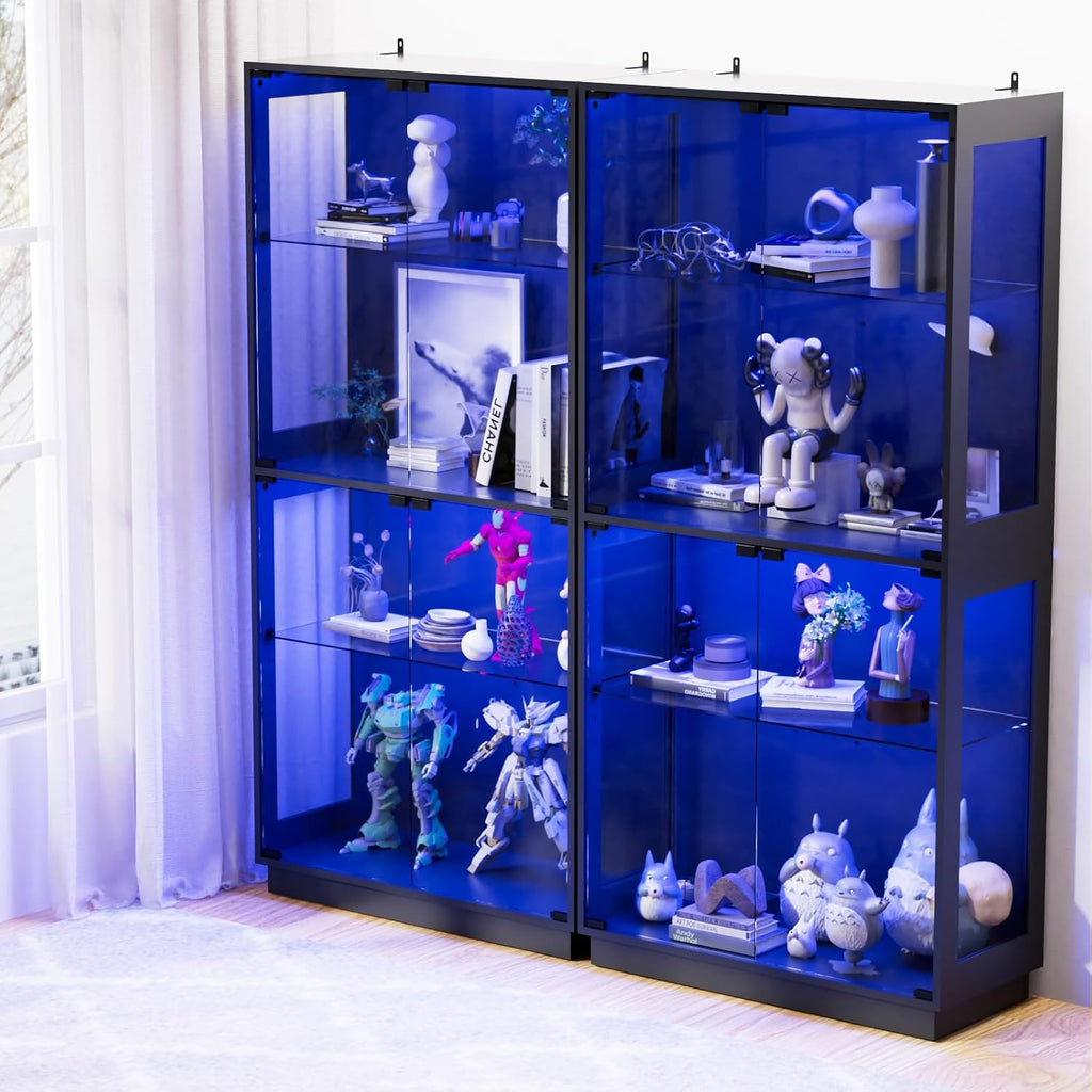 display cabinet with glass doors 4 tier glass on a desk or shelf