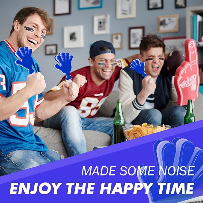 8 Pcs Hand Clappers Noisemakers 7.5 Inch Clappers Noisemakers Plastic Hand Clappers for Birthdays Game Football Sporting Events Cheers Supplies Dance Basketball Football Noisemakers(Blue and White)