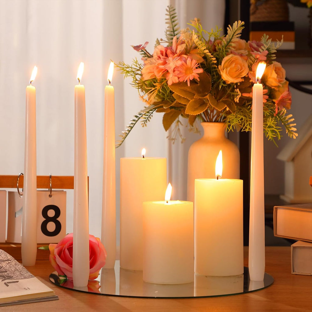 MTLEE 54 Pcs Unity Candles Set for Christmas Unity 4" 5" 6" White Pillar and 10'' Taper Candles Bulk Ceremony Wedding Decorations Accessories for Banquet Party Centerpiece Dining Home Decor