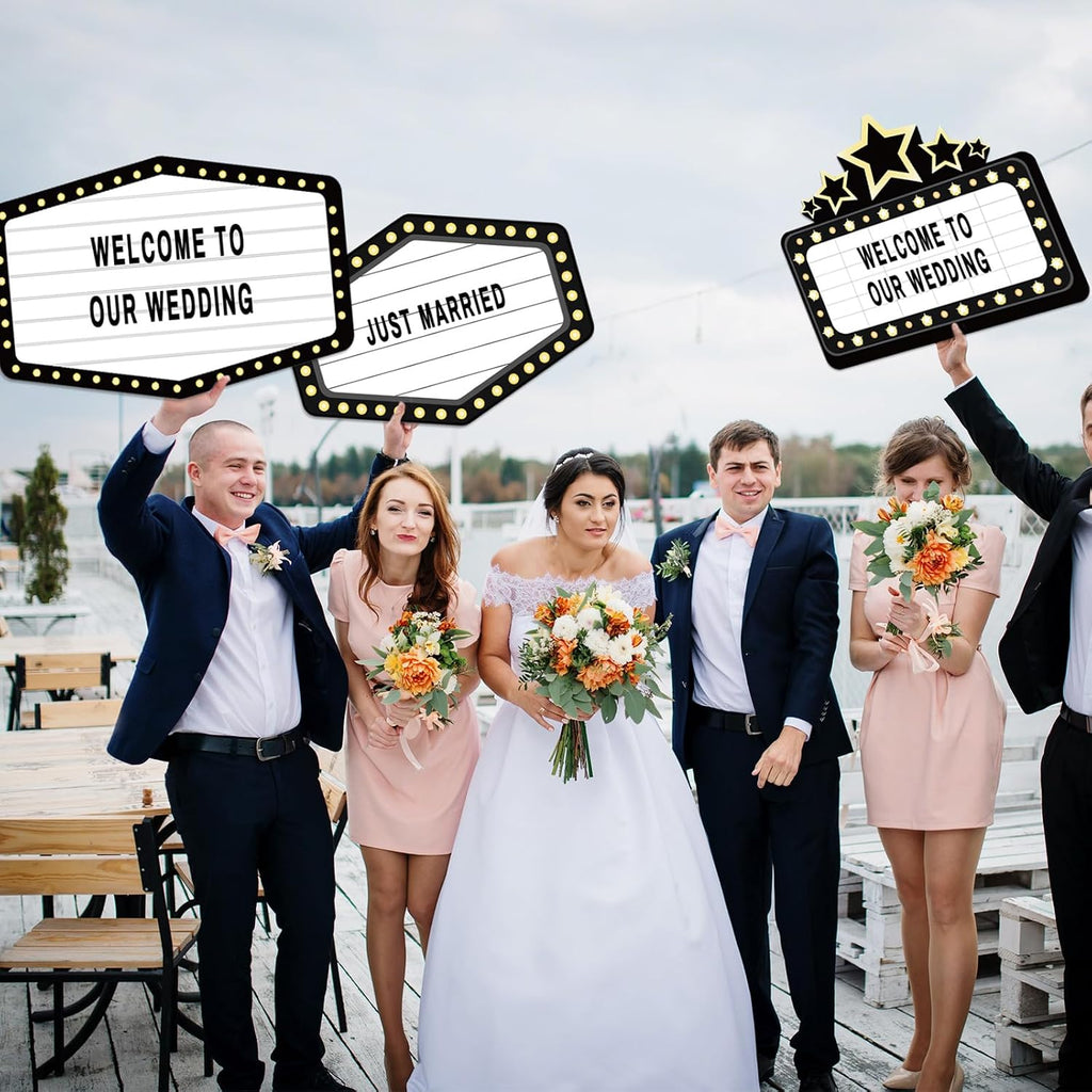 Feifeiya 6 Pack Wedding Bottle Service Sign with Letters Sticker Entrance Props Bridal Party Nightclub Bottle Service Sign with Letters for Nightclub Clubs Weddings Parties(Classic,Black)