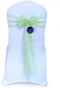 MDS Pack of 10 PCS Organza Chair Sashes Wider Dining Chair Bows Ribbon Tie Back for Wedding Party Birthday Bridal Shower Reception Event Banquet Home Chair Cover Decoration - Apple Green
