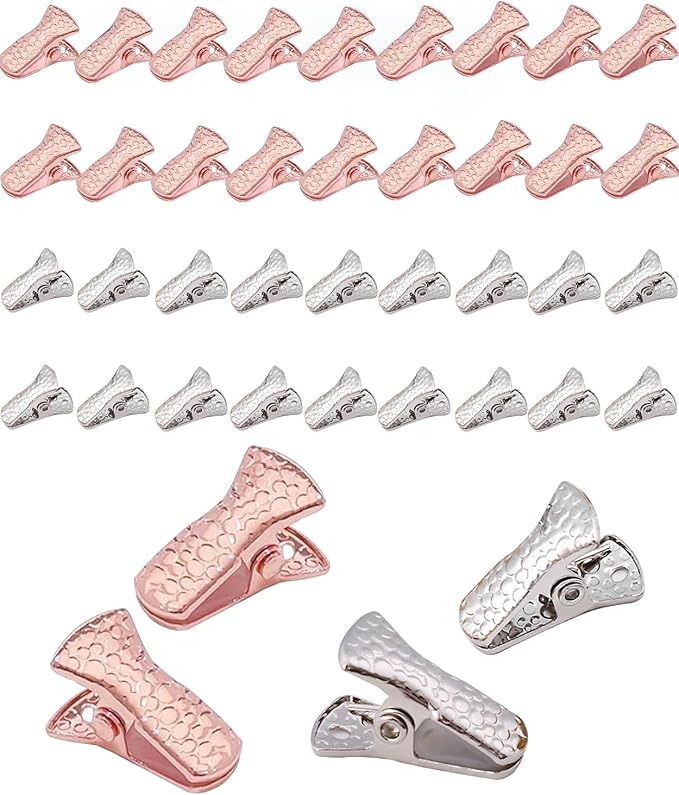 40-Pack Small Alligator Clips with Steel Core & Non-Slip Silicone| Multipurpose Clips for Delicates, DIY Crafts, Office & Home(Rose Gold+Silver)