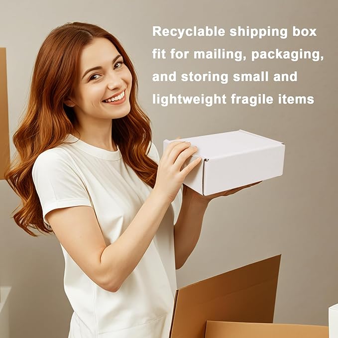 MEBRUDY 6x4x2 Inches Shipping Boxes Pack of 50, Small Corrugated Cardboard Box for Mailing Mailer Packing, White