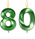 2.76" Big Green 80 Candle 80th Golf Birthday Decorations for Men Women, 80th Birthday Candles for Golf Themed MastersParty Decorations, 80 Soccer Candle Cake Topper for 80 Year Old Golf Party Decor