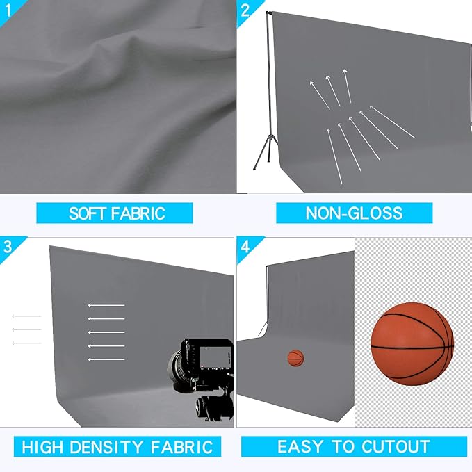 ISSUNTEX 10X10 ft/3X3 Meters Background Photo Backdrop, Photo Studio, Collapsible High Density Screen for Video Photography and Television-Gray