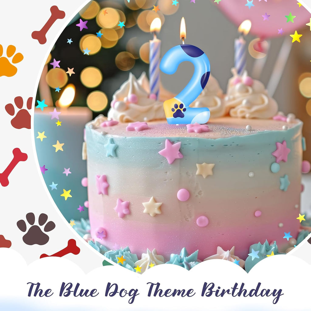 MTLEE Blue Dog Paw Candles Birthday Cake Decorations Cake Cupcake Topper for Boy and Girl Birthday Decoration(2)