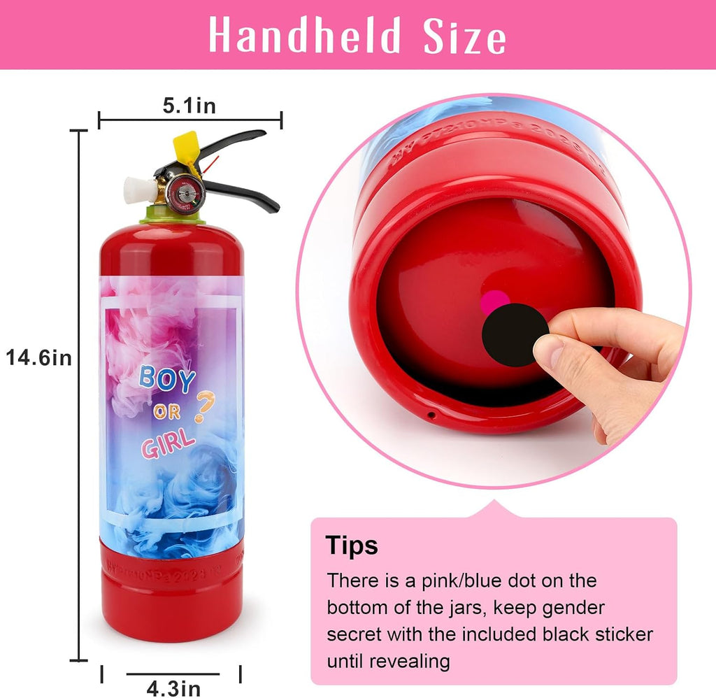 QIYVLOS Giant Gender Reveal Fire Extinguisher 2 Packs, Gender Reveal Ideas, Baby Girl Reveal Party Ideas for Gender Reveal Decorations with 2.3ib Powder (Pink)