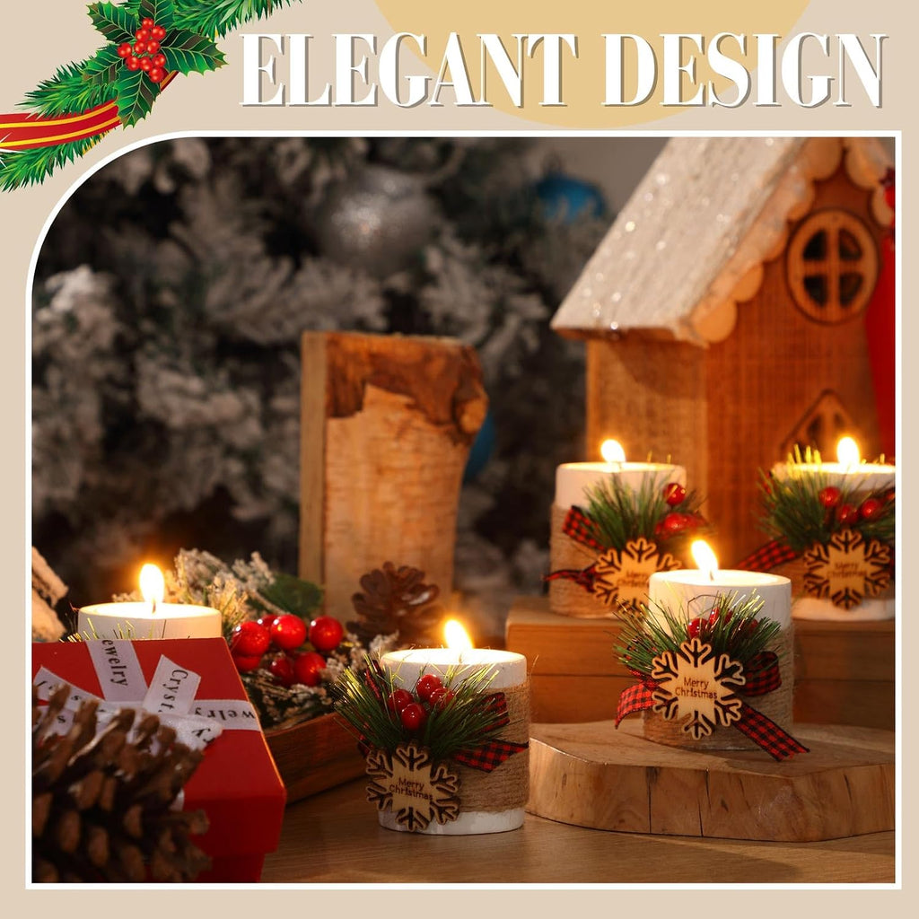 Uiifan 24 Sets Christmas Wood Tealight Holder and Tea Lights Set Decorative for Table Centerpiece Xmas Tealight Bulk Decor Gift (Snowflake,White)