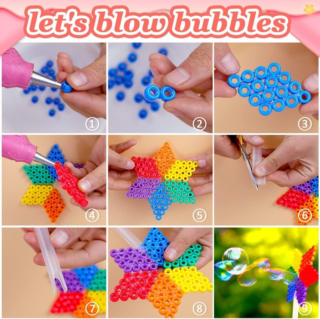 IOOLEEM 8050pcs Multi-Colored Pony Beads, Beads for Crafts, Hair Beads, Beadi...