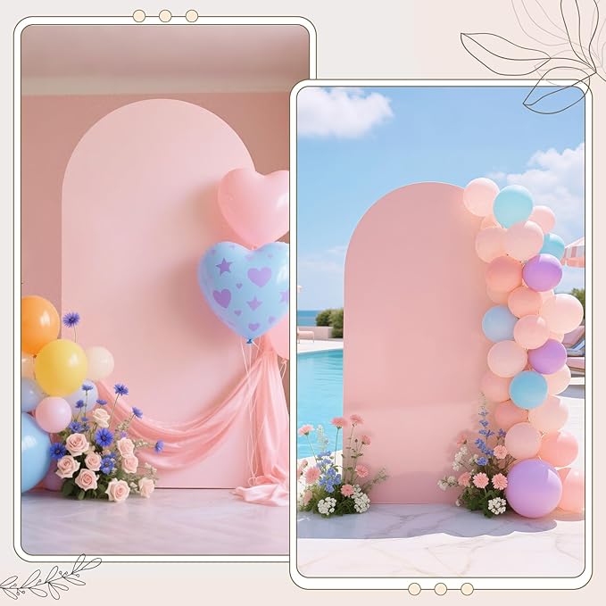 Ledido Wedding Arch Backdrop Cover 7.2FT Arch Covers Fitted Stretchy Spandex Round Top Stand Backdrop Cover for Wedding Banquet Ceremony Birthday Party Baby Shower Event Decoration,Pink
