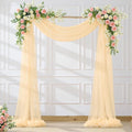 Wedding Arch Draping Fabric Backdrop 2 Panel 30" x 19Ft Champagne Drapes Curtains for Wedding Reception Sheer Tulle Backdrop Curtain for Ceremony Birthday Party Baby Shower Arbor Ceiling Decorations