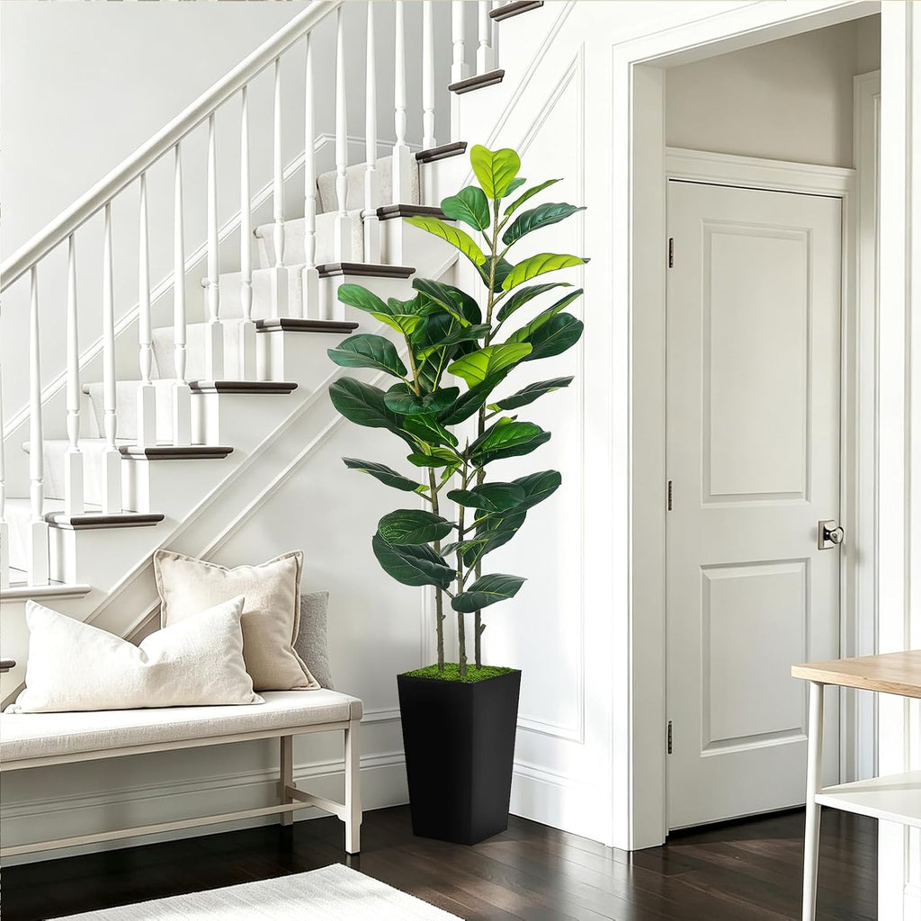 5ft artificial fiddle leaf fig tree in modern, view 9