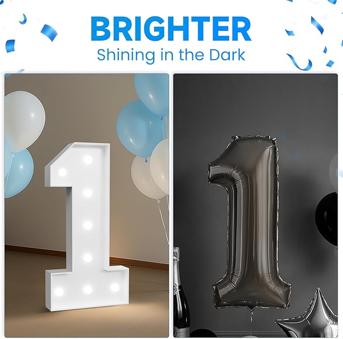 3FT Marquee Numbers 4 for 4th, 40th Birthday Party Decorations, Large Light Up Number 4 Sign for Anniversary Decor, Backdrop, Big Marquee Number, Pre-Cut Foam Board Kit