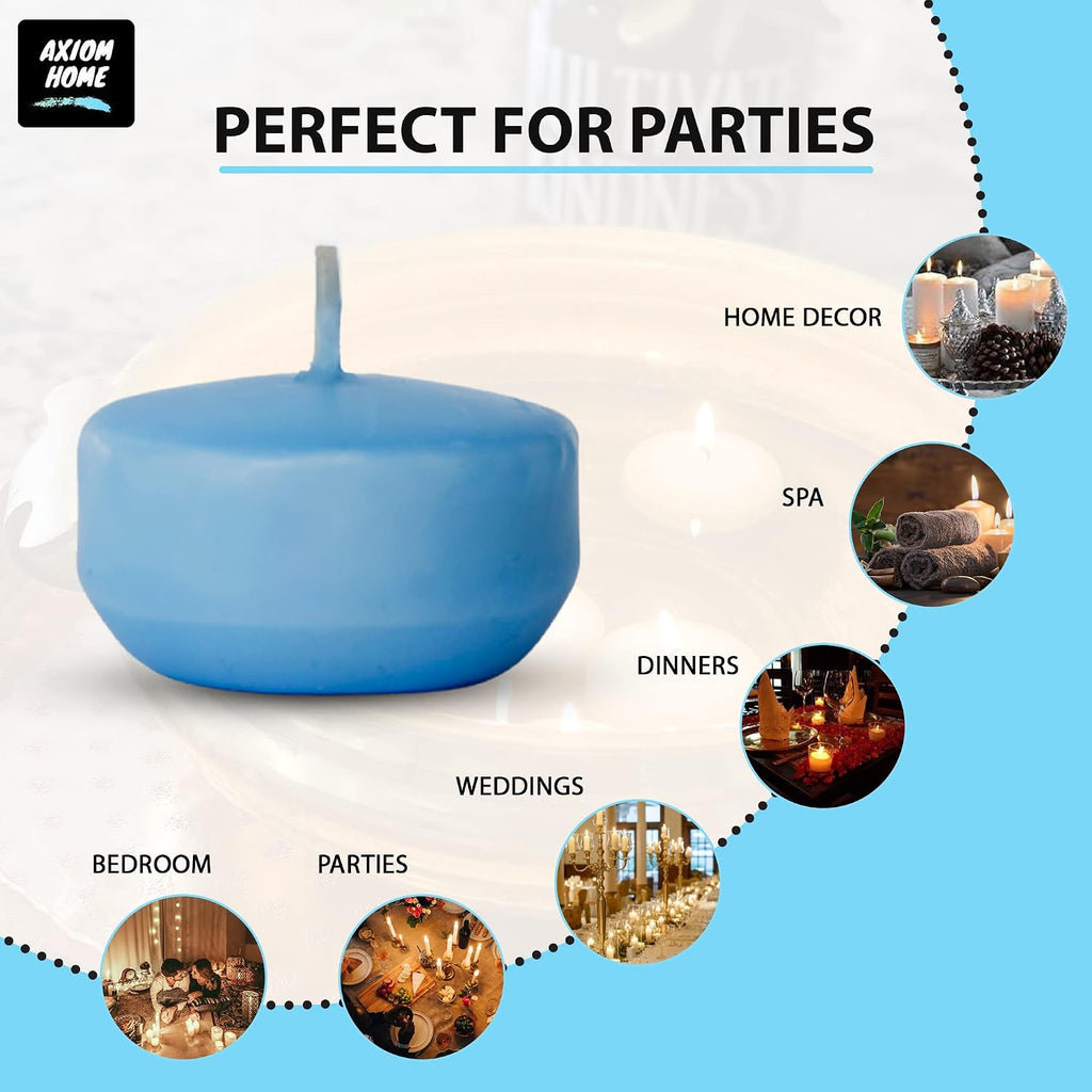 Pack of 24 - Floating Candles 2 Inch for Centerpieces - 4+Hours Paraffin Wax Cotton Wick | Dripless & Smokeless for Home Decor, Wedding Decorations, Valentine Decors, Birthday Dinners, Celebrations