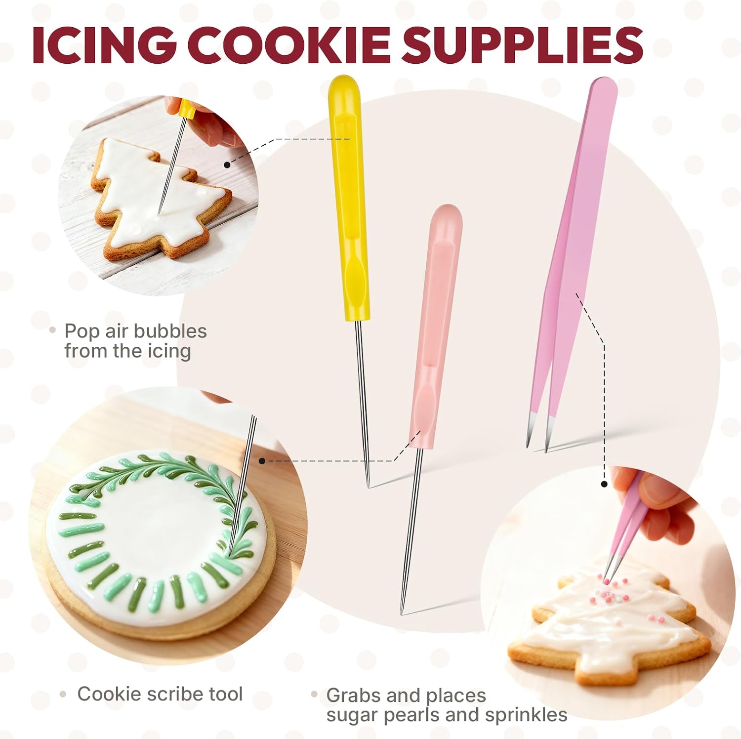 YGDZ Cookie Decorating Kit, Icing Bottle, Squeeze Writer Bottles (1 and 2 Ounce), Brush for Cake Decorating, Cookie Scribe Needle, Food Coloring Tools, Icing Cookie Supplies