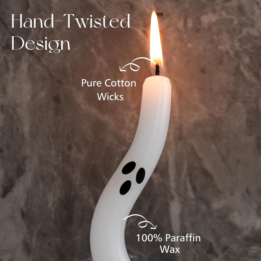 Halloween Decorations Indoor - 4 Pack Cute Ghost Taper Candles - Halloween Centerpieces for Tables - Twisted Candle Decoration for Mantel Table - Spooky Ghosts Candle Decor for Home Party Room