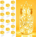 16 Pack Fairy Lights Battery Operated 7ft 20 LED String Lights Mini Twinkle Lights Silver Wire Firefly Starry Lights for DIY Mason Jar Wedding Centerpiece Table Party Christmas Decorations, Warm White
